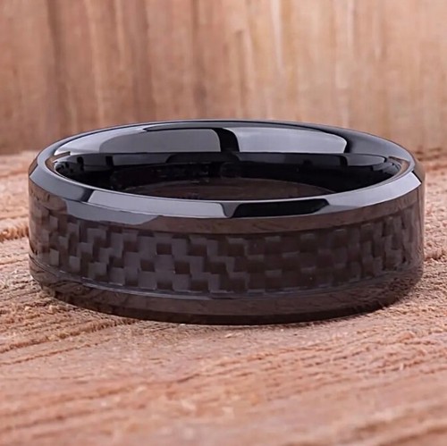 Carbon fibre inlay ring - carbon,