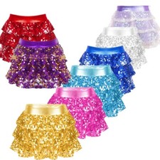 UK Girl's Hip Hop Jazz Performance Costumes Sparkly Party A-Line Skirt Dancewear