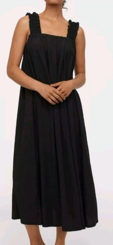 Black ruffle strap midi - black,