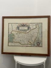 Large Vintage Suffolk Coloured Map 1575 Framed Print Saxtons Ipswich Southwold