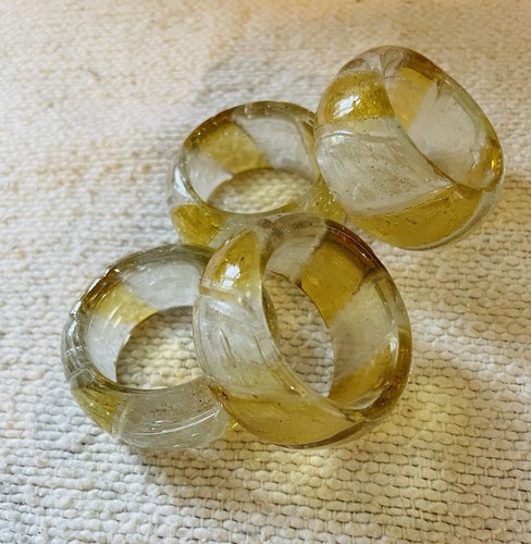 Honey art glass napkin rings - glass,