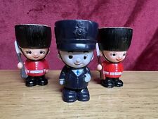 Vintage British Soldier Plastic 1970’s  Egg Cup Hong Kong & Policeman x 3 Kitsch