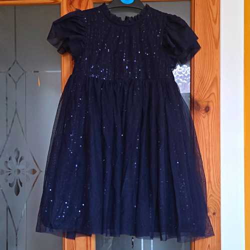 Girls navy sequin mesh - girls,