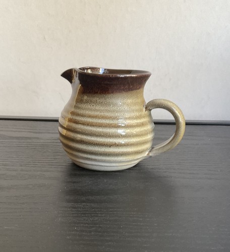 Studio pottery ribbed dark - pottery,