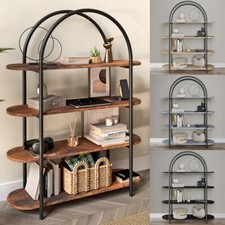 4 Tier Wooden Shelving Arched Unit Industrial Storage Bookcase Display Shelves