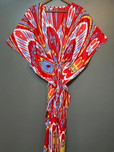 Indian cotton red ikat printed - ikat,