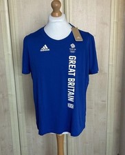 Adidas Women's Blue Casual Team GB Short Sleeve T Shirt Top - Ladies Size UK 26