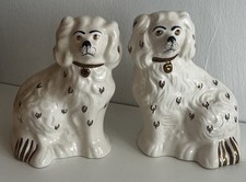 Vintage Pair Staffordshire Spaniel Wally Dogs Mental 5.5” Vintage Stamped 1378-6