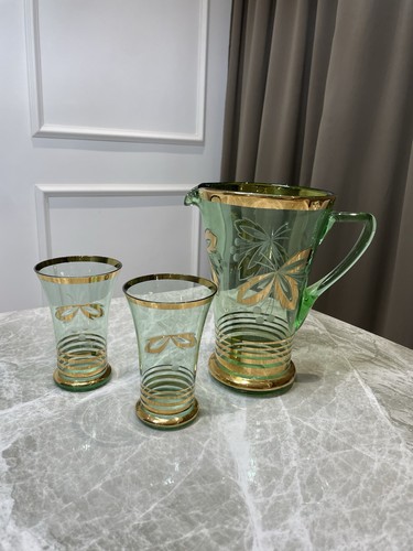 Vintage green glass jug 2 - &,