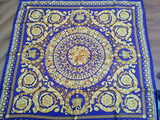 Versace scarf women's large purple gold silk barocco crown pattern hologram