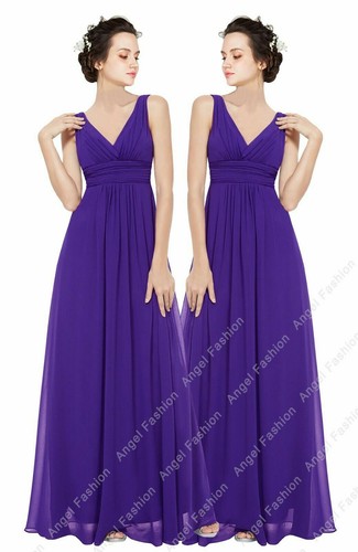 Chiffon neck floor length - v-neck,