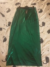 Boohoo Metallic Mermaid Christmas Festive Emerald Green Maxi Skirt 16 14