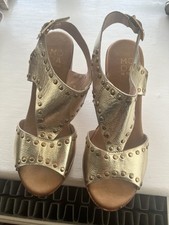 Moda in Pelle Gold Stud  Wedge Sandals