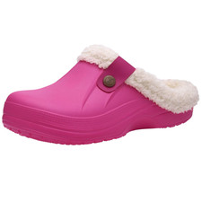 Men Women Winter Fur Lined Clogs Warm Fuzzy Slippers Waterproof Garden Shoes