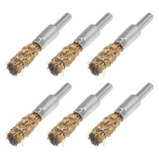 6 Pcs 10mm Wire Wheel Brush Cup Copper Plated Crimped Steel with Shank