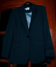 Next Ladies Black Pinstripe Smart One Button Jacket fully lined in Grey Size 8