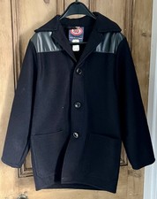 Vintage 1980s Kids Black Wool Blend Donkey Jacket, PVC Shoulders/Yoke - Size 30