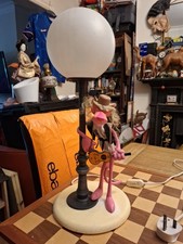 Vintage Nuova Linea Zero NLZ Italy Pink Panther Guitarist Novelty Desk Lamp 51cm