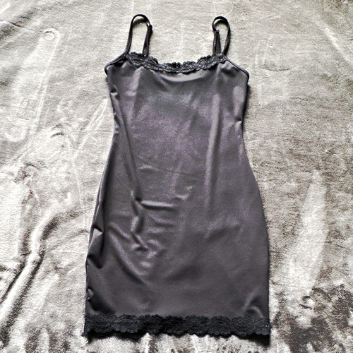 Women black lace trim full - trim,