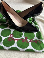 BODEN Black Patent Leather Kitten Heel Court Shoes Size UK 5 Ex Condition