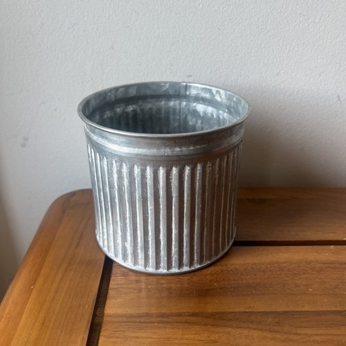 Galvanized ribbed planter - galvanized,