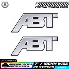 2x ABT AUDI Race Livery Vinyl Sticker Decal Car Bumper Mod Sponsor WHITE OUTLINE