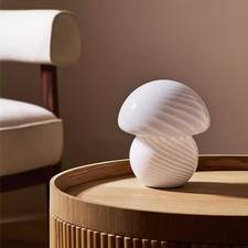 Mushroom Table Lamp Striped Battery Powered White Home Decoration By Habitat