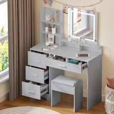 Hello-5ive Bedroom Vanity Desk with Stool - 5 Shelves and 4 Drawers for Makeup