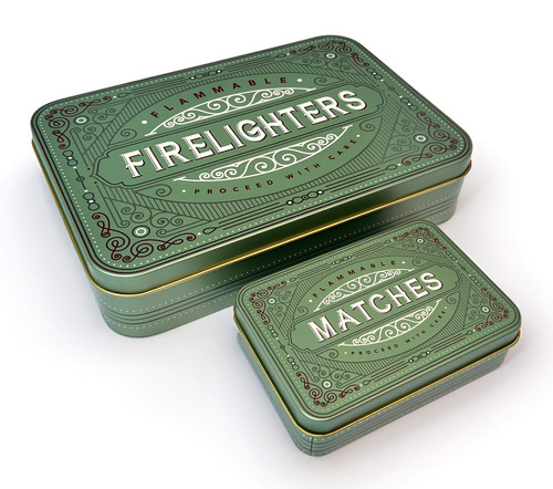 Firelighter tin metal box - metal,