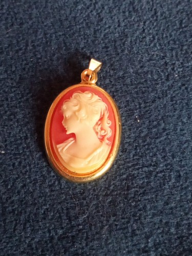 Orange cream cameo pendant - orange, &