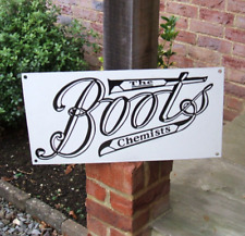 Enamel Sign " Boots The Chemist " Pre 1960's Early Logo Style Pharmacy Sign Rare