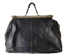 Real leather vintage retro gladstone holdhall bag sac tote black very good cond