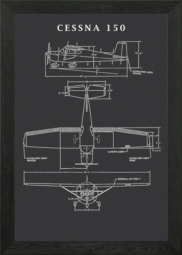 Cessna 150 blueprint framed - blueprint,