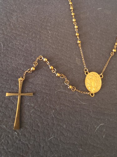 Gold coloured beaded rosary - beaded,