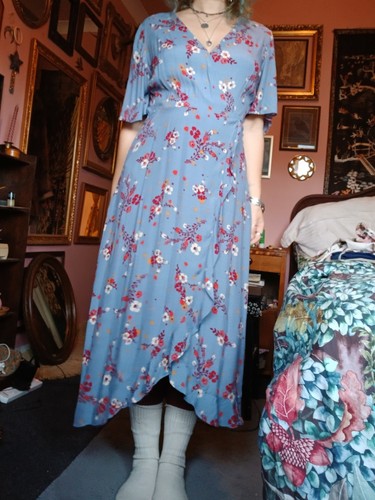 Blue floral wrap - blue,