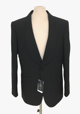 M&S Sartorial Men's Jacket Size 40" L Black Dinner Tuxedo Wool Shawl New F1