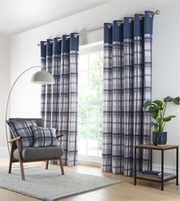 Tartan Check Eyelet Curtain