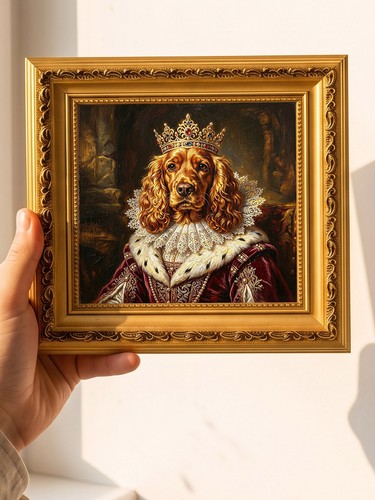 Spaniel dog crown - crown, oil