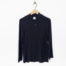 Kim & Co Mock Neck Top Size S NEW Soft Knit Solid Black Long Sleeve