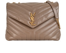 Yves Saint Laurent Medium LouLou Shoulder Bag Leather Beige