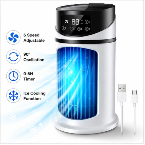Speeds portable air cooler - 6-speeds,