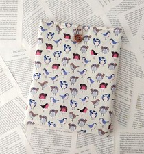 Handmade Book Sleeve Cover Padded Protector Pouch Wild Garden Birds Fabric
