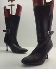 Womens Boots Size 5.5 PATRICK COX Black Leather Mid Calf Ladies High Heels