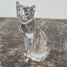 Vintage 1993 Lenox Clear Glass Cat Figurine Paperweight 4.5"