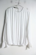 Zara Womens Pleated Chiffon Blouse Top - White - Size Medium (d52)