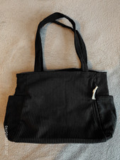 Large corduroy fabric zip shoulder bag