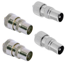 2 x MALE 2 x FEMALE TV AERIAL COAX CONNECTORS SOCKET COAXIAL PLUG METAL CABLE UK