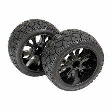 Absima 1/10 Truggy On Road Tyres Glued Black Pack of 2 Rear Wheels 2500014