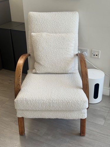 Vintage bent wood cream boucle - vintage,