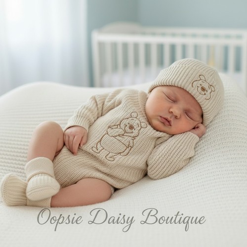 Pooh bear knitted romper hat - romper,